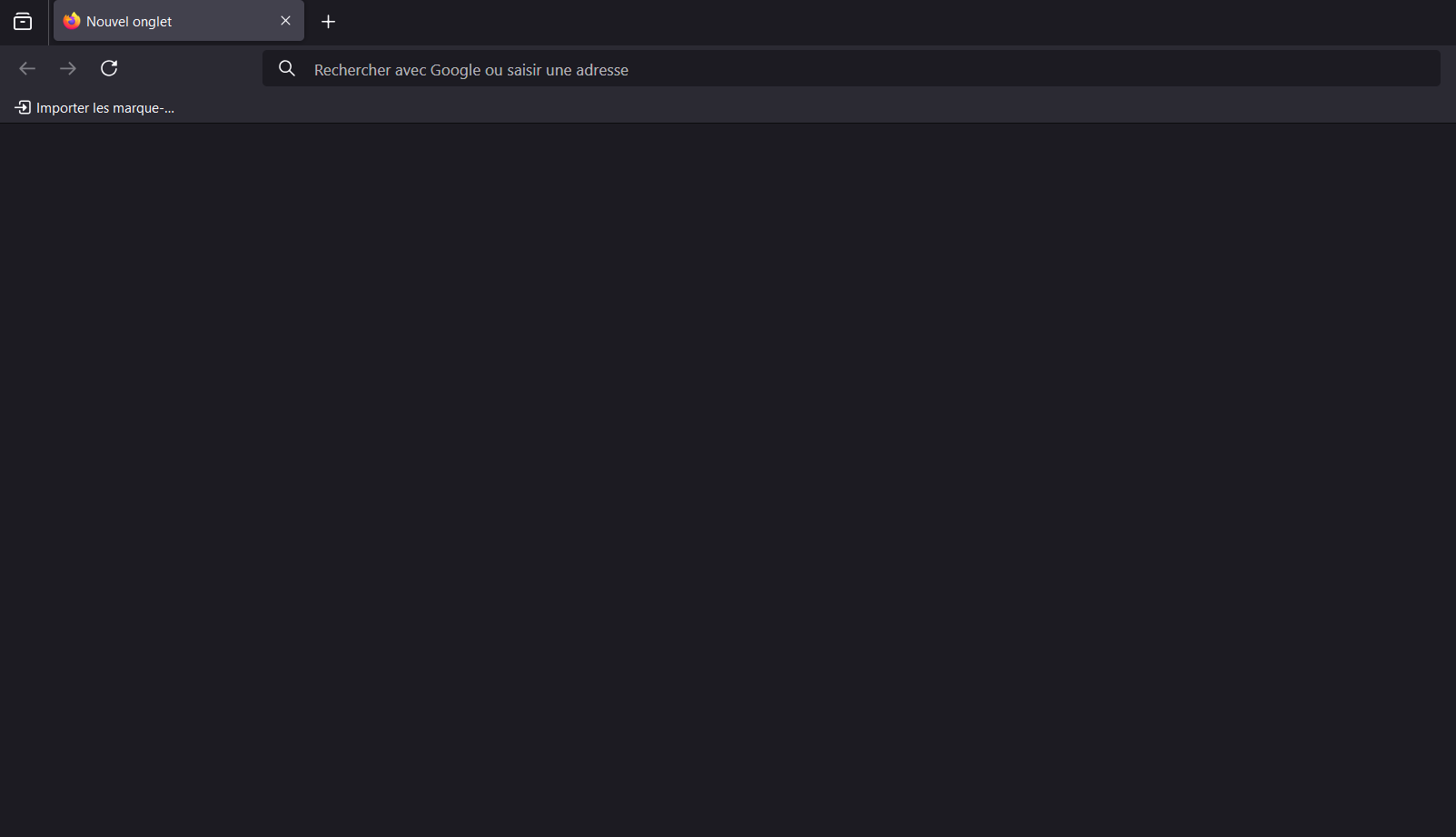 Page d'accueil nettoyée de Firefox Page d'accueil nettoyée de Firefox