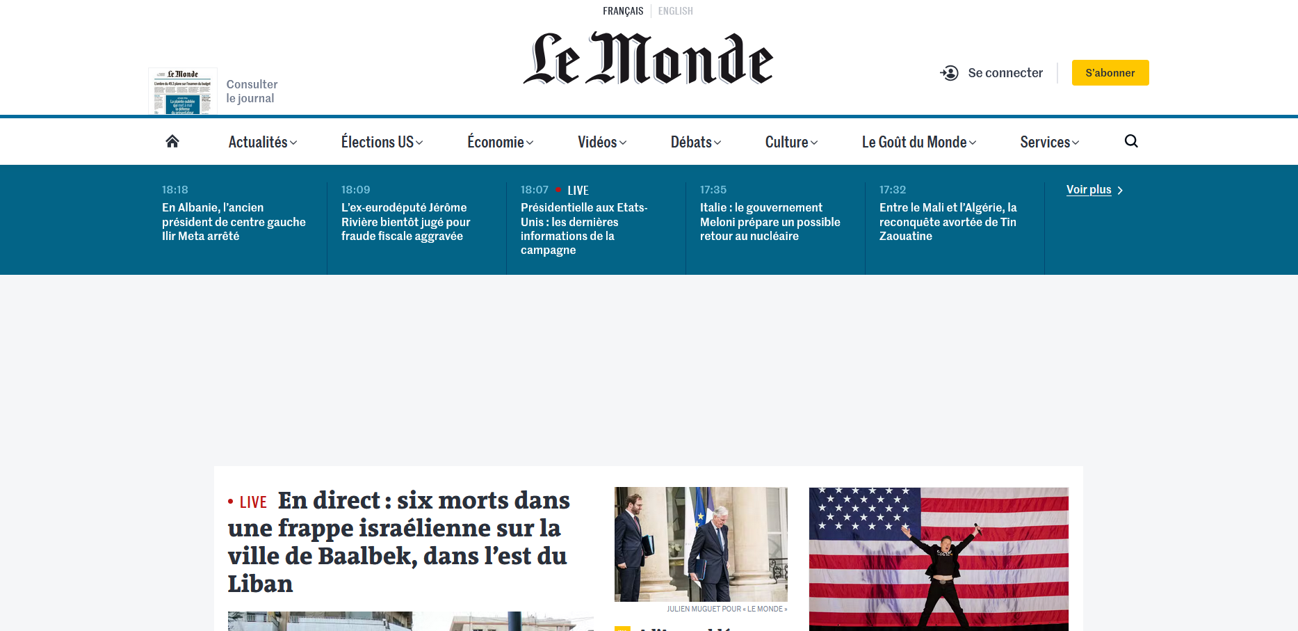 Page d'accueil du Monde Page d'accueil du Monde