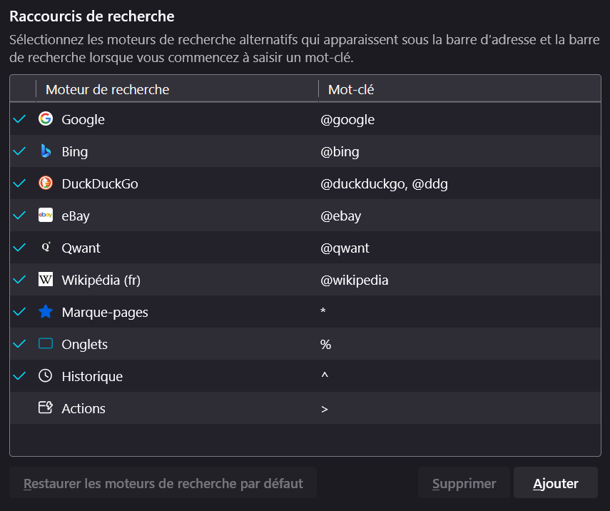 Raccoucis de recherche avec le bouton ''Ajouter'' Raccoucis de recherche avec le bouton ''Ajouter''